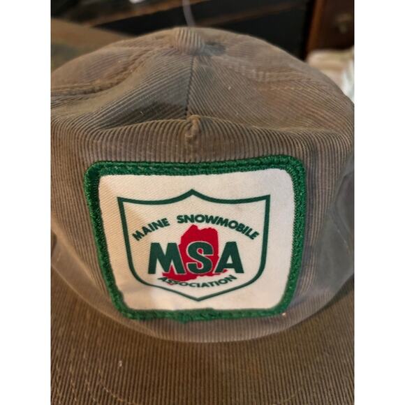 Vintage hat snowmobile snapback corduroy Maine cap. great patch! - Picture 10 of 10